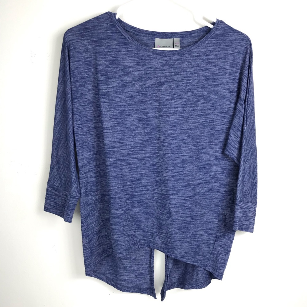 Athleta Dolman Zephyr Cross Back Shimmer Top